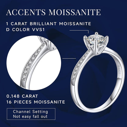 1 Karat Moissanite Diamant Verlobungsring Sterling Silber VVS1 D-Farbe