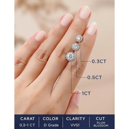 Moissanit Ohrstecker Silber 925 Halo 2 Karat Damen Hypoallergen