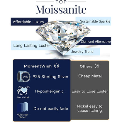 Moissanit Ohrstecker Silber 925 Halo 2 Karat Damen Hypoallergen
