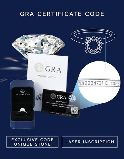 Verlobungsring Damen 1 Karat Moissanite Diamant 925 Silber VVS1 Feuer