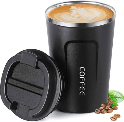 Isolier-Kaffeebecher to go Thermobecher Auslaufsicher 380ml Schwarz