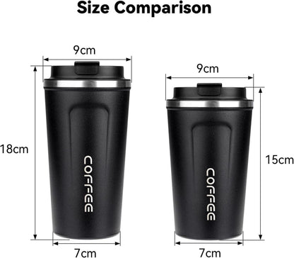 ERBO Kaffeebecher to go Thermobecher Edelstahl Auslaufsicher 380ml Schwarz