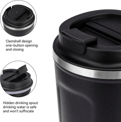 ERBO Kaffeebecher to go Thermobecher Auslaufsicher 510 ml Schwarz
