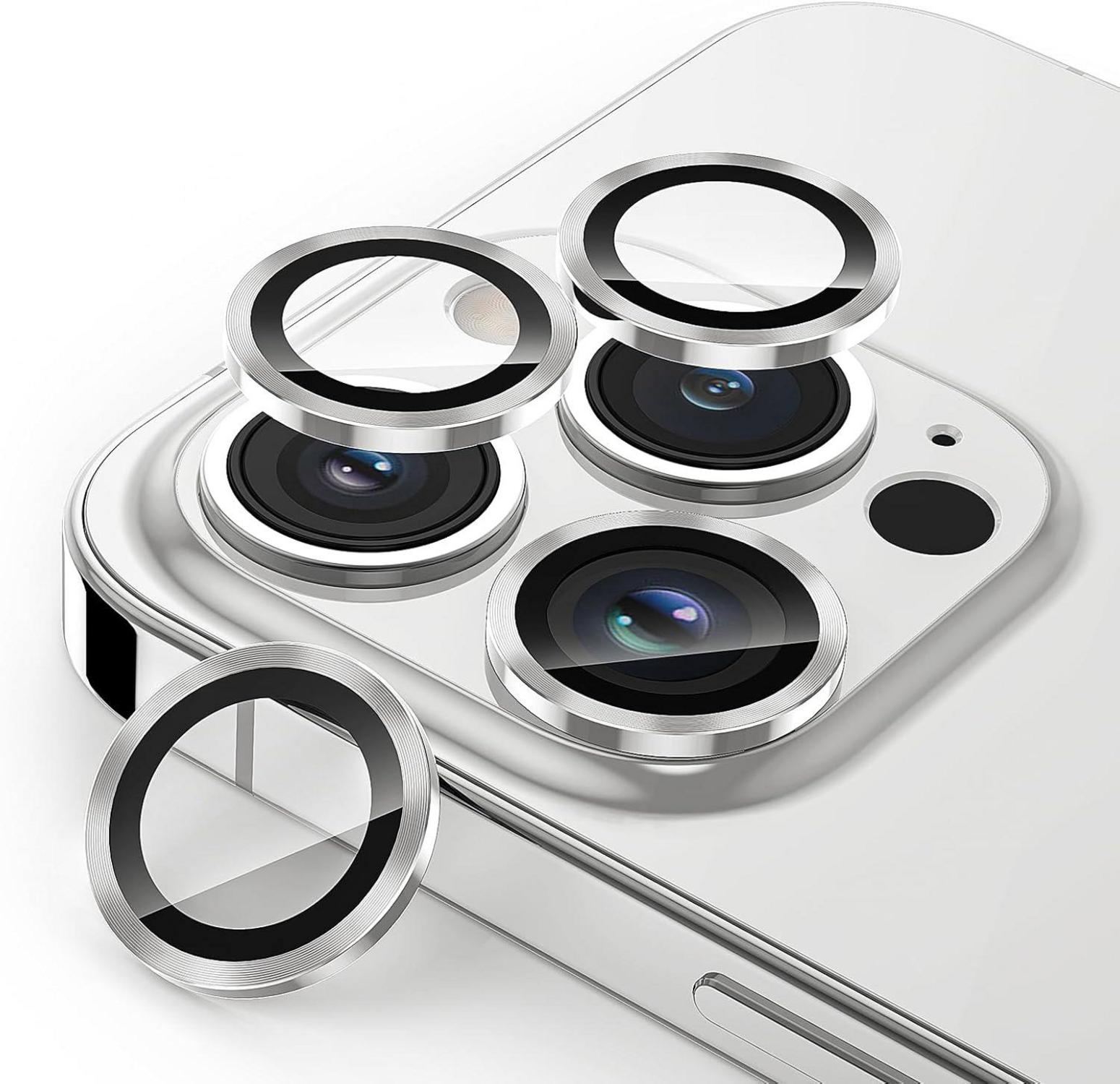 Kameraschutz für iPhone 14 Pro Max, 9H Glas Protector, Silber