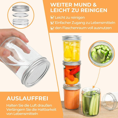 Einmachgläser 470ml mit Schraubdeckel, 8er Set, Klarglas