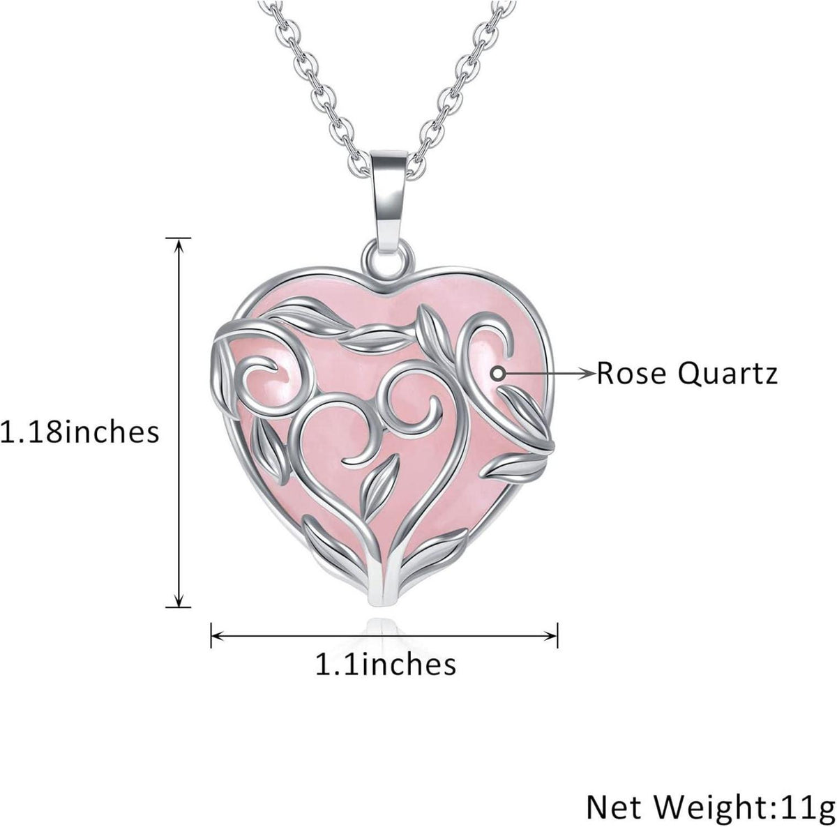 GEHECRST Herzform Rosenquarz Halskette Damen Silber Anhänger mit Kette