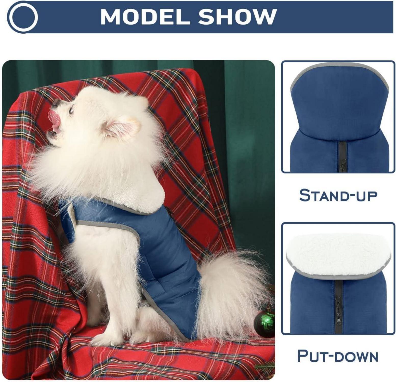 Hundemantel Französische Bulldogge Winter Warm Wasserdicht XL Marine