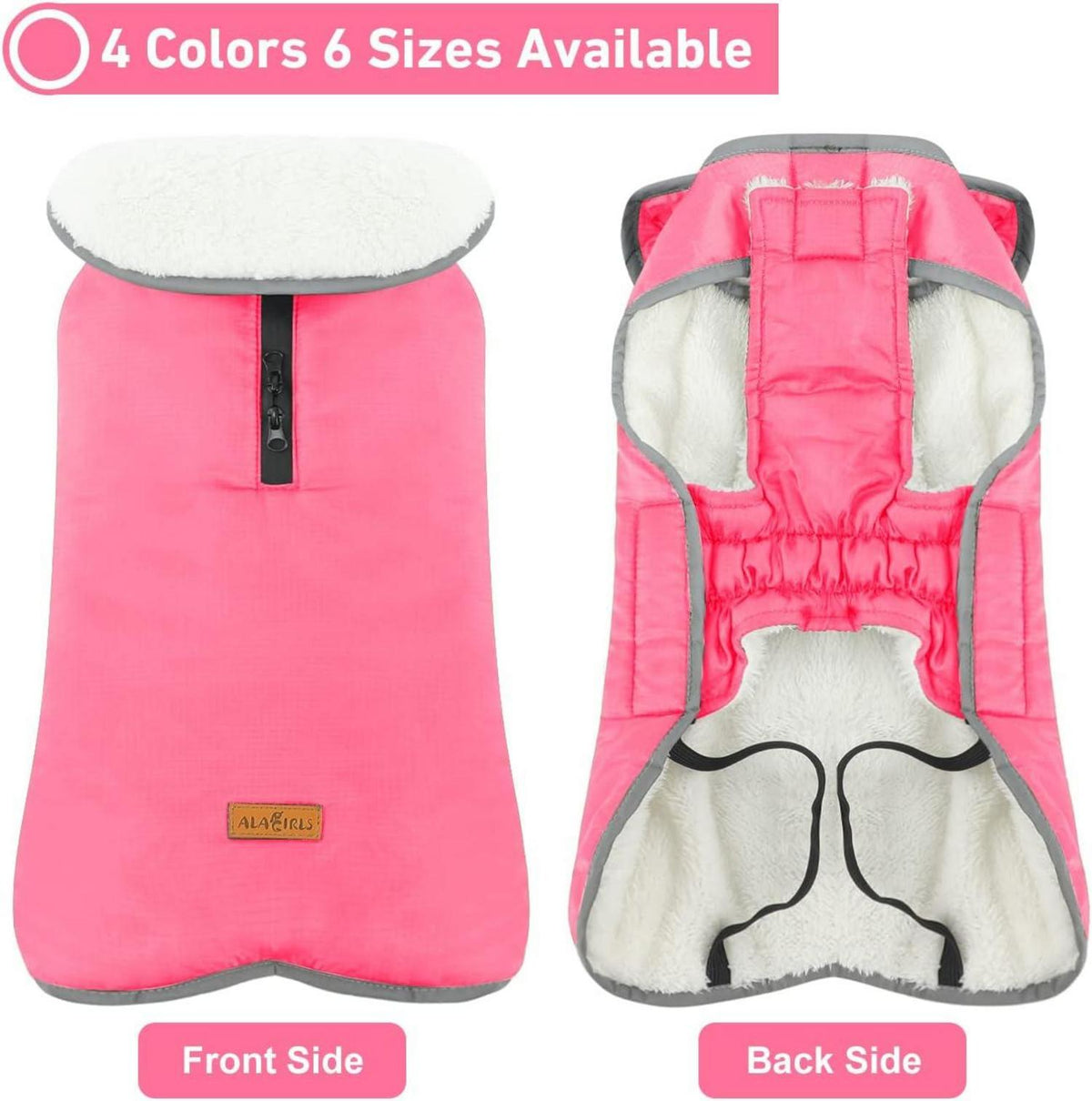 Hundejacke Fleece Winter Hundemantel XXL Pink wasserdicht