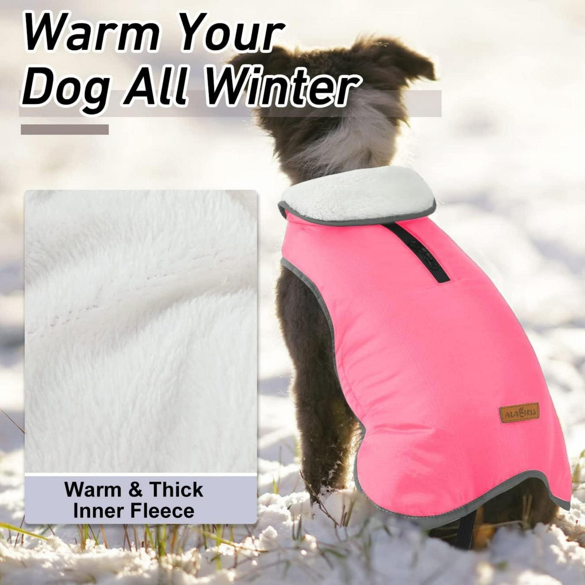 Hund Fleece Mantel Winter Hundejacke Wasserdicht Pink XXXL