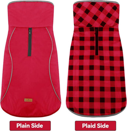 Hunde Wintermantel wendbar reflektierend wetterfest Rot XXXL
