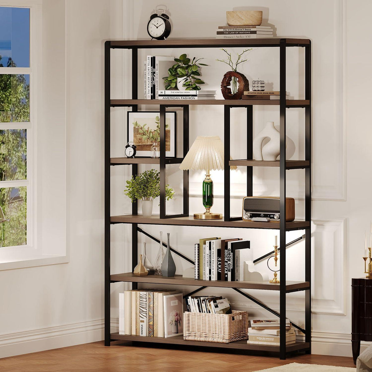6-Ebenen Bücherregal | Standregal für Wohnzimmer, Büro & Schlafzimmer