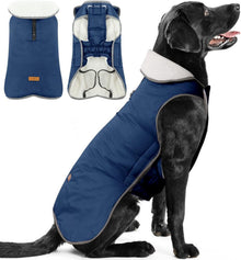 Hundemantel Fleece Gefütterte Hundejacke Winterjacke Winddicht Navy