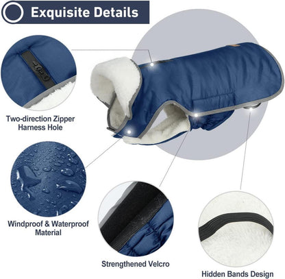 Hundemantel Fleece gefüttert, winddicht, wasserdicht, XXL Marineblau