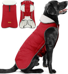 Reflektierender Hundemantel Winter Warme Jacke wasserdicht Fleece Rot