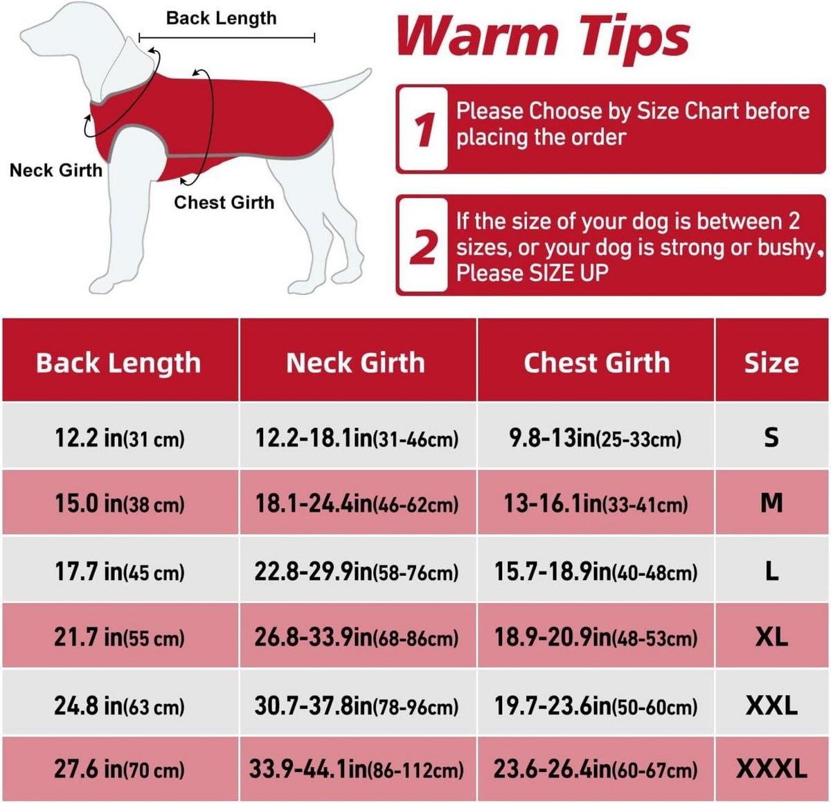 Warme Winter Hundeweste mit Reflektierenden Streifen Rot XL