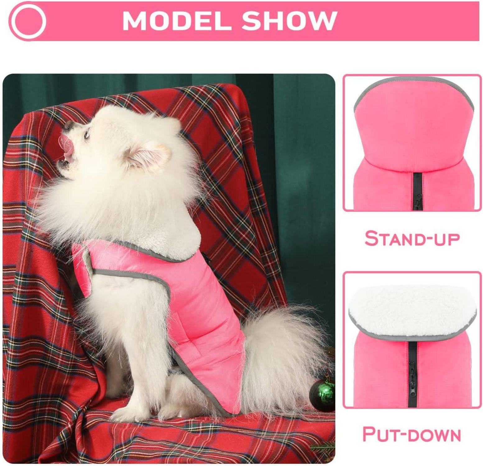 Winter Hundemantel Fleece Gefüttert Winddicht Pink XL