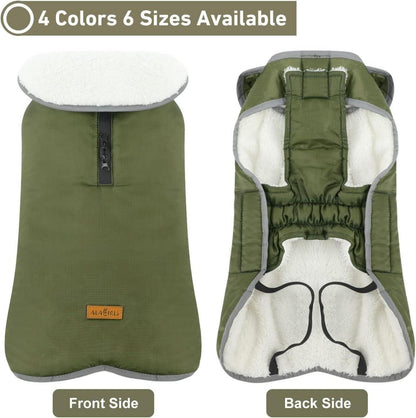 Wasserdichte Fleece Hundejacke Winter Hundemantel ArmyGreen