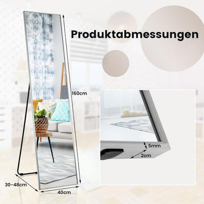 Ganzkörperspiegel 160x40cm – Stand- & Wandspiegel mit Aluminiumrahmen
