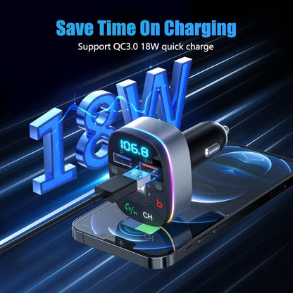 Bluetooth 5,0 FM Transmitter Auto Adapter mit Dual-Mikrofon