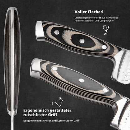 15-teiliges Küchenmesser-Set mit Messerblock, Edelstahl & Holzgriff