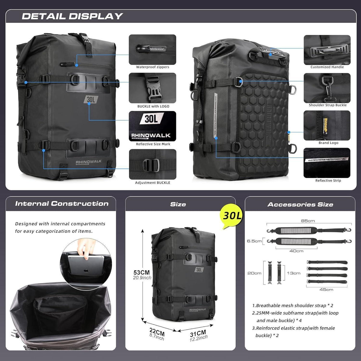 Motorrad Sitztasche Wasserdicht 8/15/30L Gepäckträgertasche