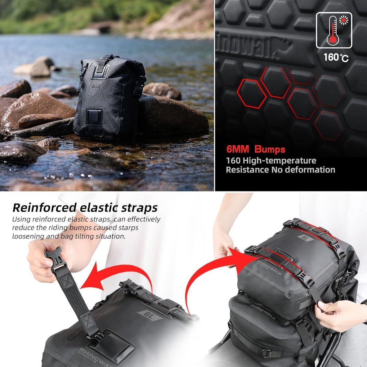 Motorrad Sitztasche Wasserdicht 8/15/30L Gepäckträgertasche