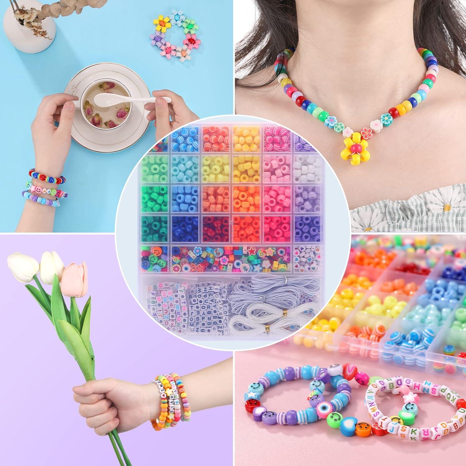Pony Beads für Kinder Mädchen 1170 Stk DIY Schmuck Perlen 18 Farben