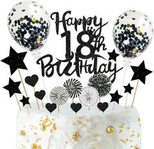 Glitzer Cake Topper Set Geburtstag Deko Schwarz 18 Jungen Mädchen