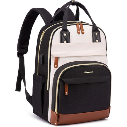 Wasserdichter Laptop-Rucksack Damen 15.6 Zoll Schwarz Beige