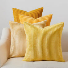 Kissenbezug 50x50 cm 4er Set Kordsamt Gelb Flauschig