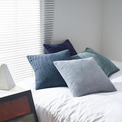 Kissenbezug 50x50 cm blau 4er Set Kordsamt Dekokissen Wohnzimmer