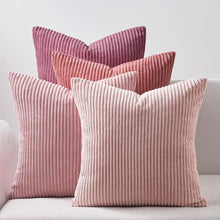 Kordsamt Kissenbezüge Set 40x40cm Rosa Gestreift