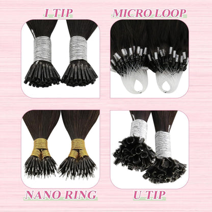 Echthaar Bonding Extensions Ombre Braun Mittelbraun 50cm