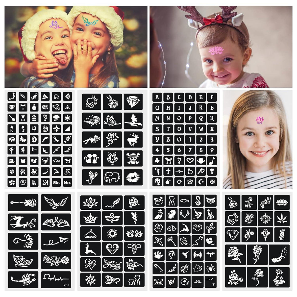Glitzer Tattoo Set Mädchen Temporäres Wasserdichtes Kit für Partys