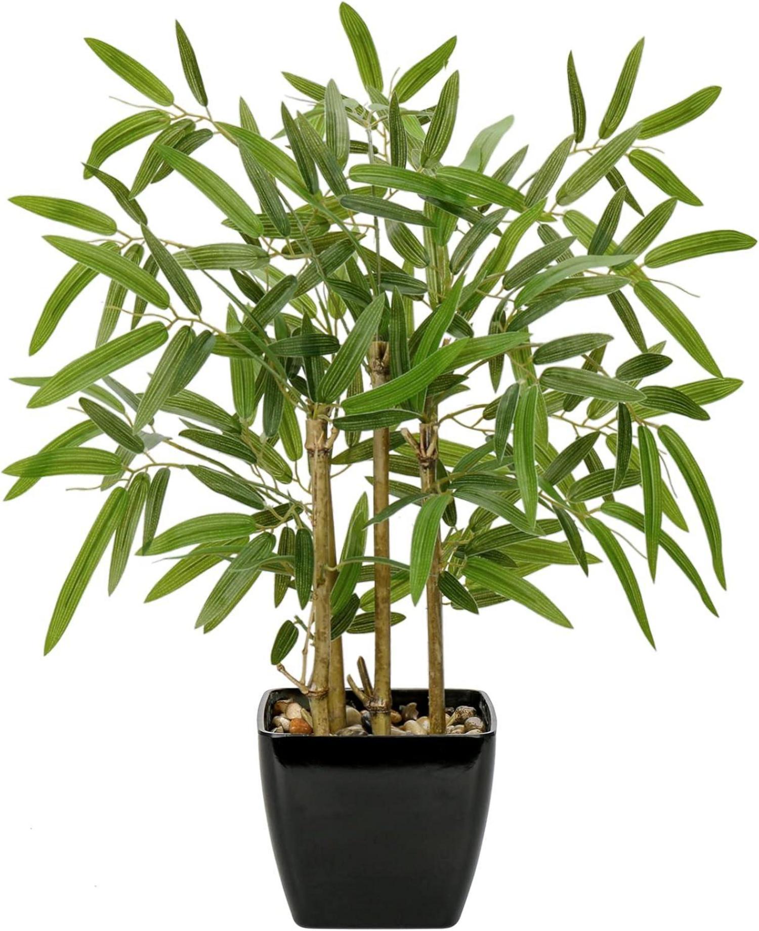 Kunstpflanze Bambus Künstlicher Bonsai im Keramiktopf 43CM
