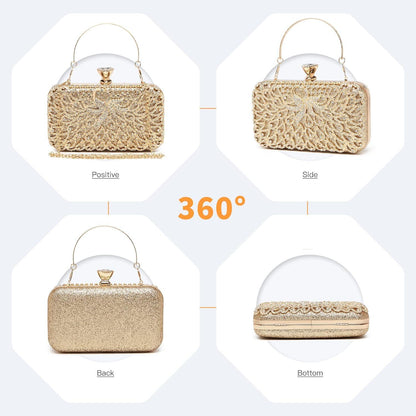 Clutch Tasche für Frauen Hartschalen Dinner Abendhandtasche Gold