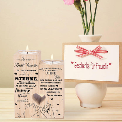 Kerzenhalter Holz für beste Freundin - Persönliches Geschenk