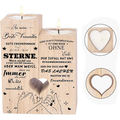 Kerzenhalter Holz für beste Freundin - Persönliches Geschenk