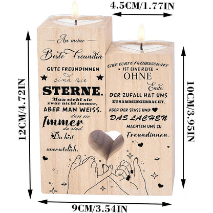 Kerzenhalter Holz für beste Freundin - Persönliches Geschenk