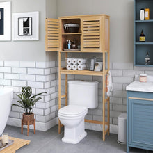 SMIBUY Bambus Bad Lagerung Regal mit Schrank über Toilette