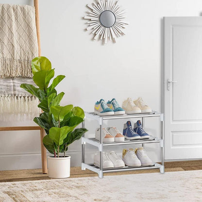 NIAWECAN Kleines stapelbares Schuhregal 3 Ebenen Organizer