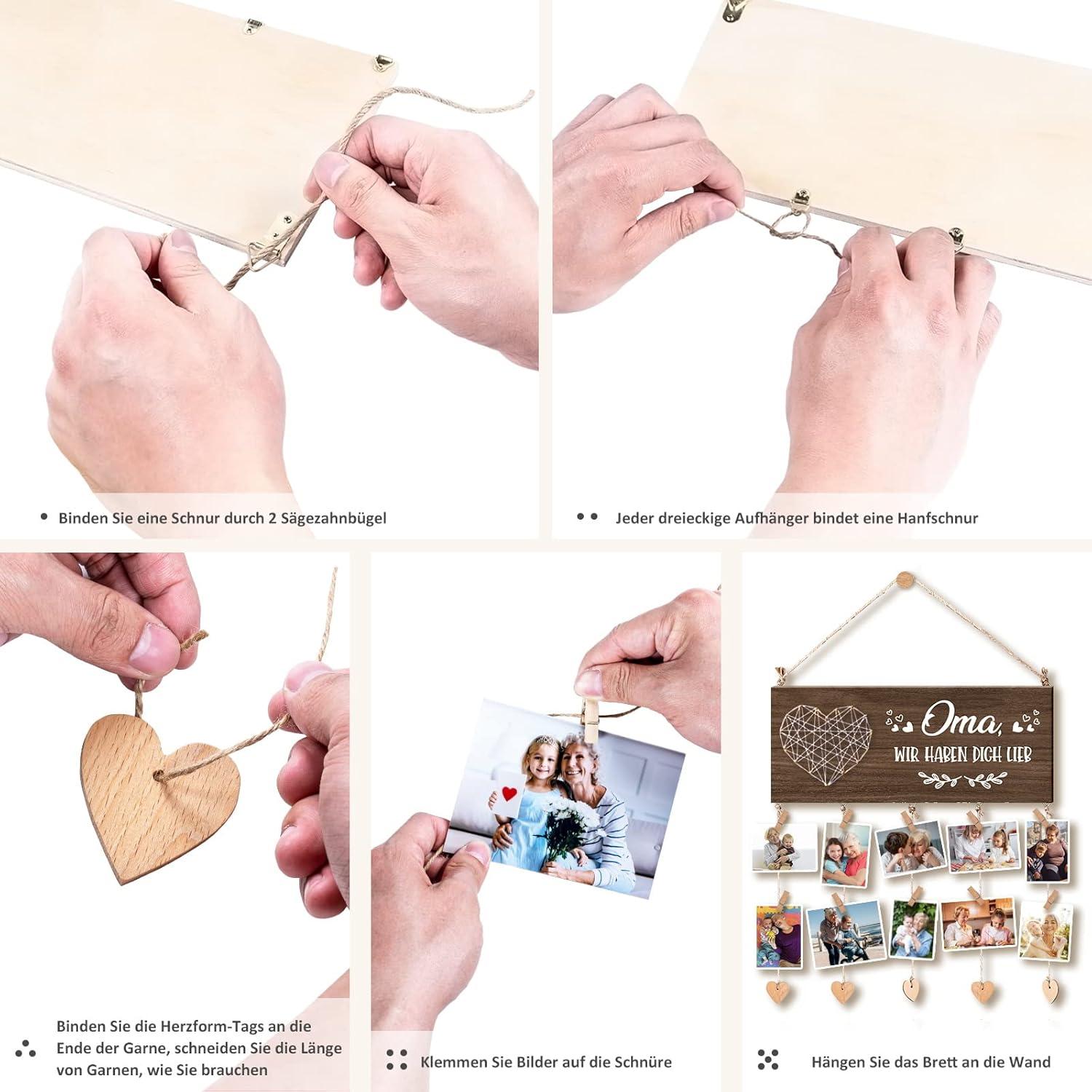 Fotorahmen Oma Geschenk Vintage-Walnuss 10 Foto Clips