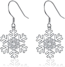 925 Sterling Silber Schneeflocke Ohrringe Set Weihnachten