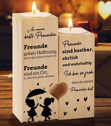 Herz Kerzenständer Freundin Geschenk Teelichthalter Holzform