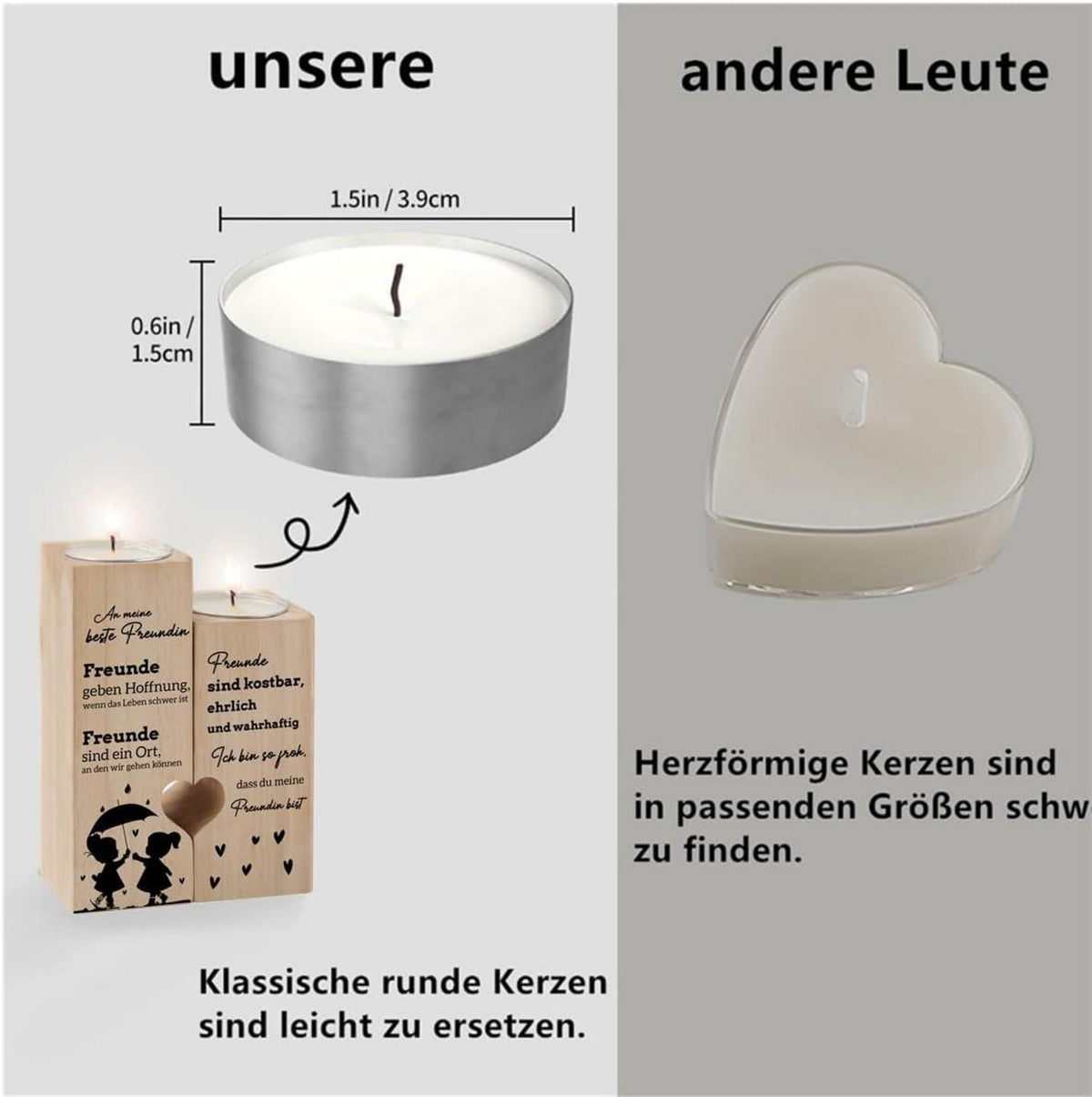 Kerzenständer Herzförmiger Kerzenhalter Beste Freundin Geschenke