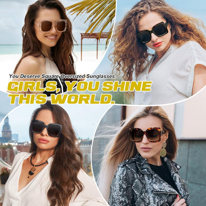 Übergroße Quadratische Sonnenbrille Damen Retro Vintage