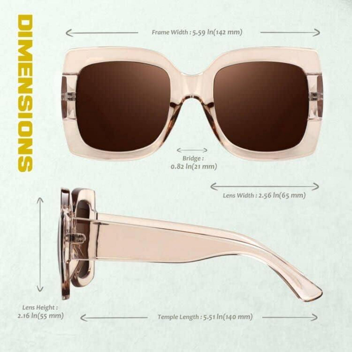 GQUEEN Übergroße Sonnenbrille Damen Retro Vintage UV400