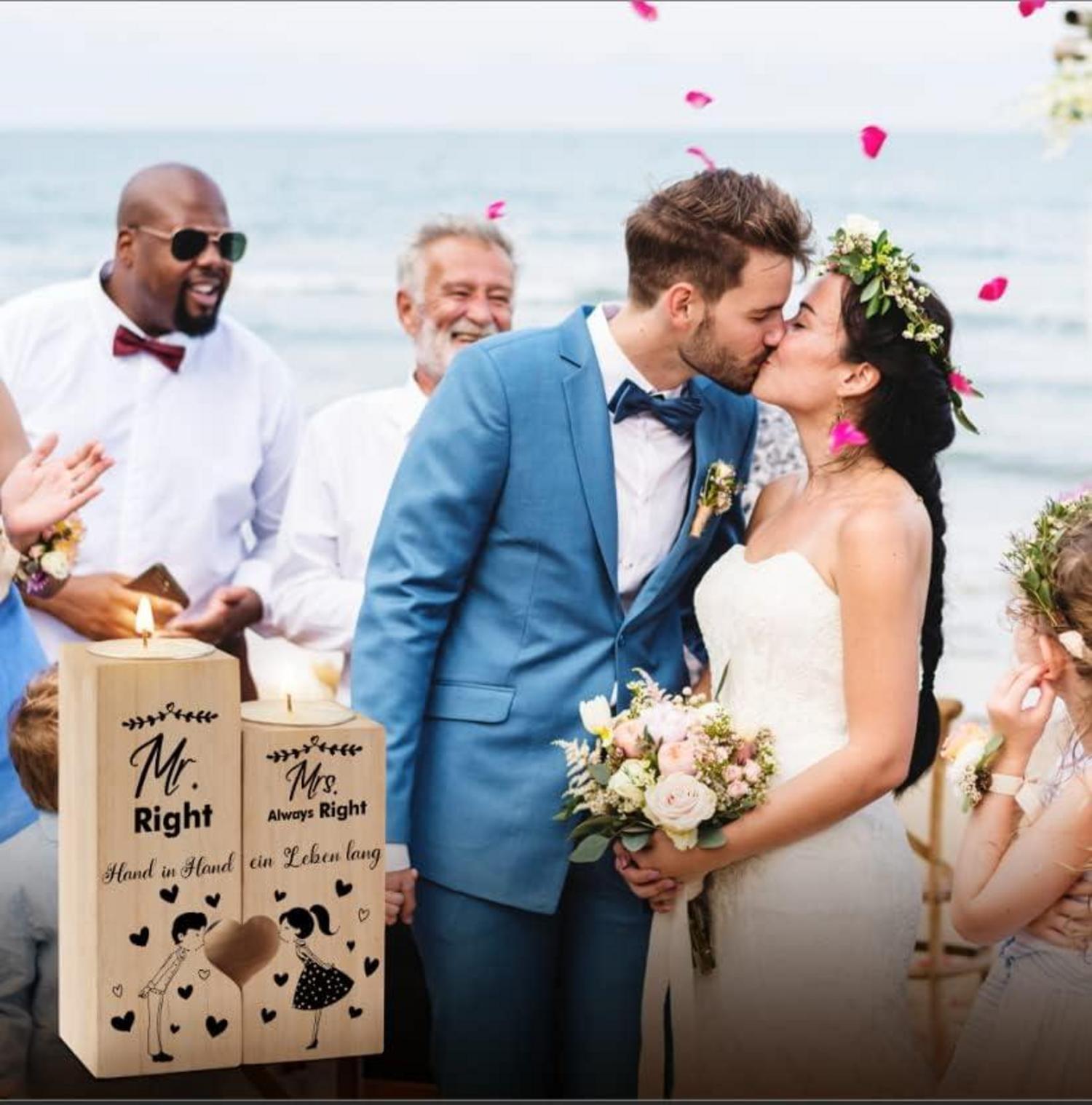 Kerzenhalter Herzform Hochzeit Jahrestag Geschenk Brautpaar Mr und Mrs