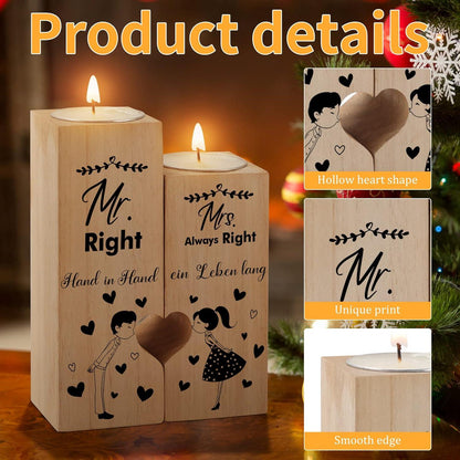 Hochzeitsgeschenk Herzförmiger Kerzenhalter für Brautpaar, Mr und Mrs, Geschenk zur Hochzeit