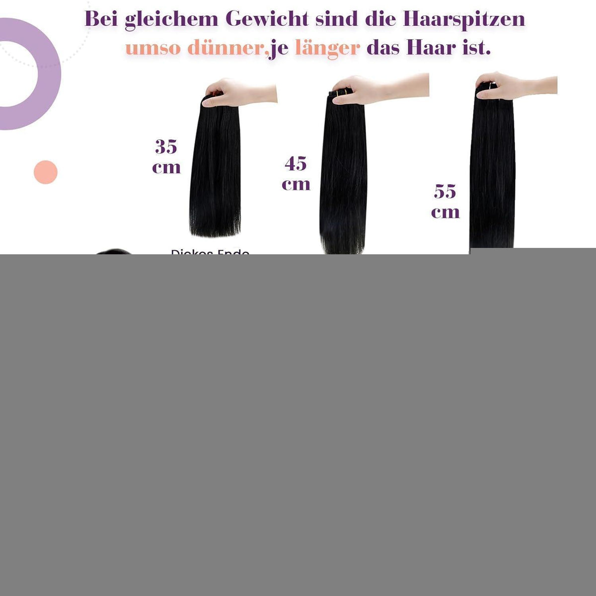 Echthaar Clip-in Extensions Schwarz-Blond Balayage 40cm